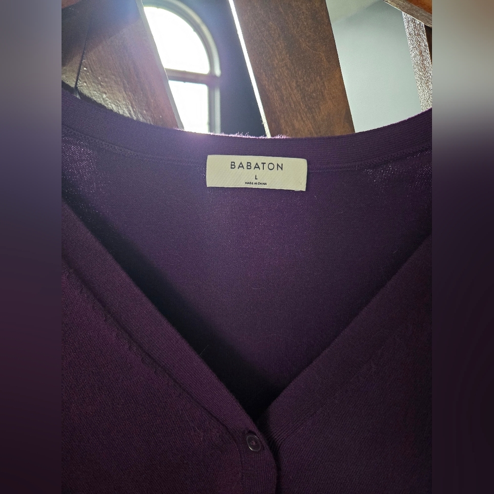 Babaton Deep Purple V-Neck Cardigan- L